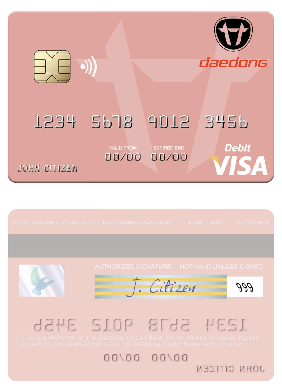 North Korea Daedong Credit Bank visa debit card